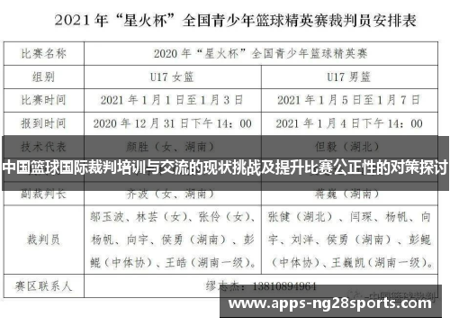 中国篮球国际裁判培训与交流的现状挑战及提升比赛公正性的对策探讨